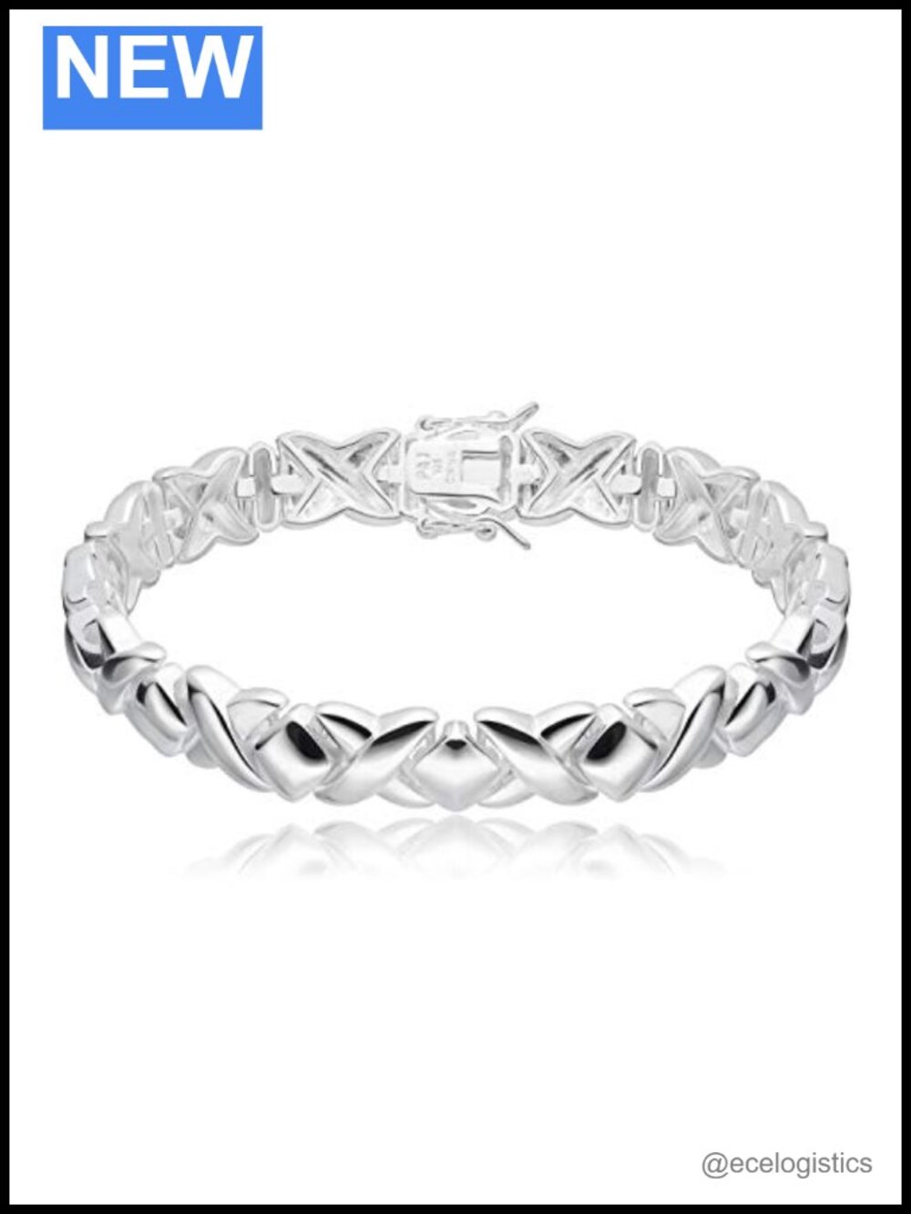 XOXO Tennis Bracelet in Sterling Silver with Box Clasp - 7"